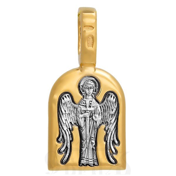 образок «святая блаженная матрона московская. ангел хранитель», серебро 925 проба с золочением (арт. 102.111)