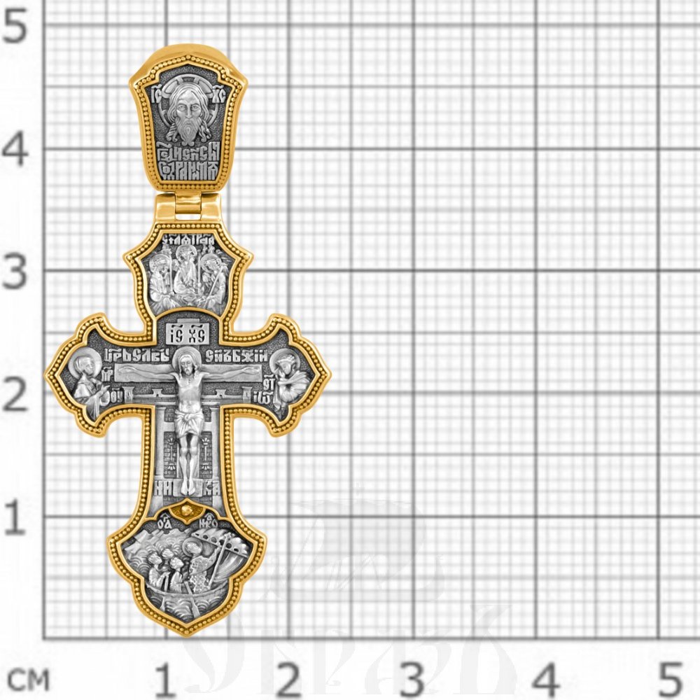 крест «распятие. спас нерукотворный. архангел михаил», серебро 925 проба с золочением (арт. 101.560-п)