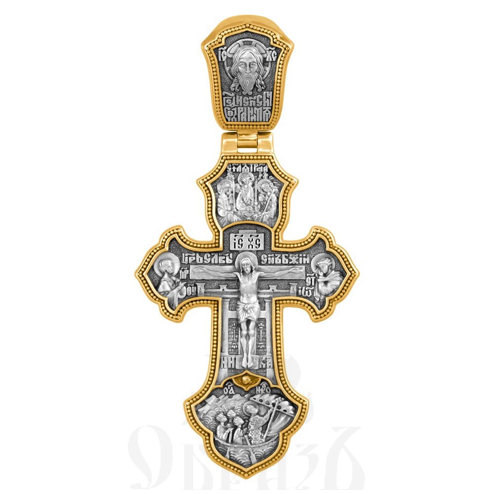 крест «распятие. спас нерукотворный. архангел михаил», серебро 925 проба с золочением (арт. 101.560-п)