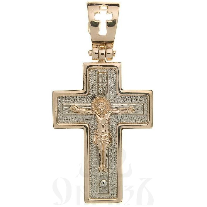 золотой крест с молитвой "отче наш", 585 проба красного и белого цвета (арт. п30053-з5кб)