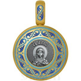 нательная икона святая мученица алла гофтская, серебро 925 проба с золочением и эмалью (арт. 01.002)