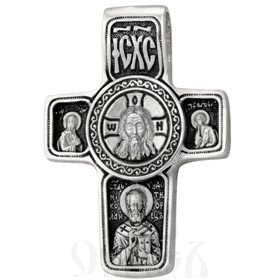 крест «спас нерукотворный, архангел михаил, николай чудотворец», серебро 925 проба (арт. 2-048-3)